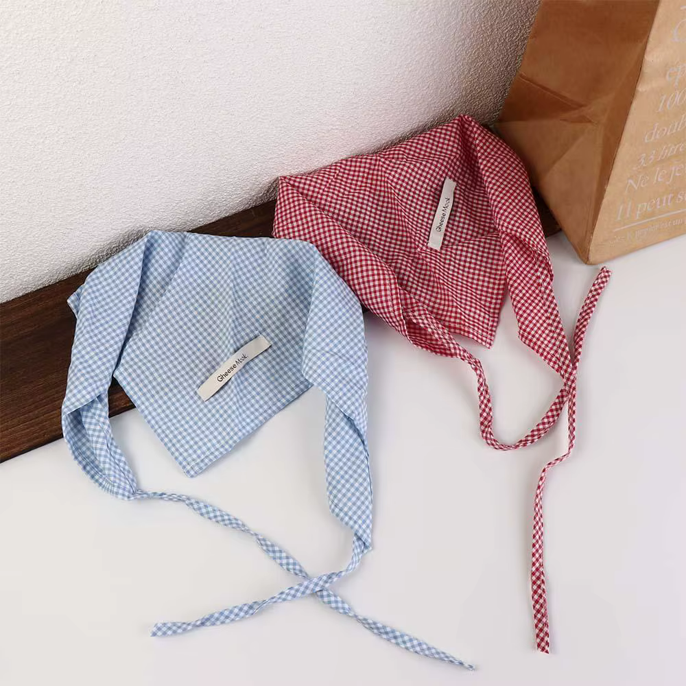 Foulard Cheveux Roux Bohème Bandana Style Pastoral Bleu Triangle Bandeau
