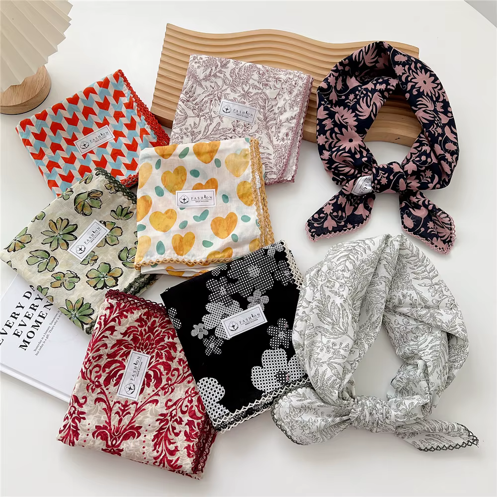 70cm mouchoir coton cou foulards pour femmes petit foulard sac écharpes bandeau carré mignon Bandana tête cheveux écharpe femme