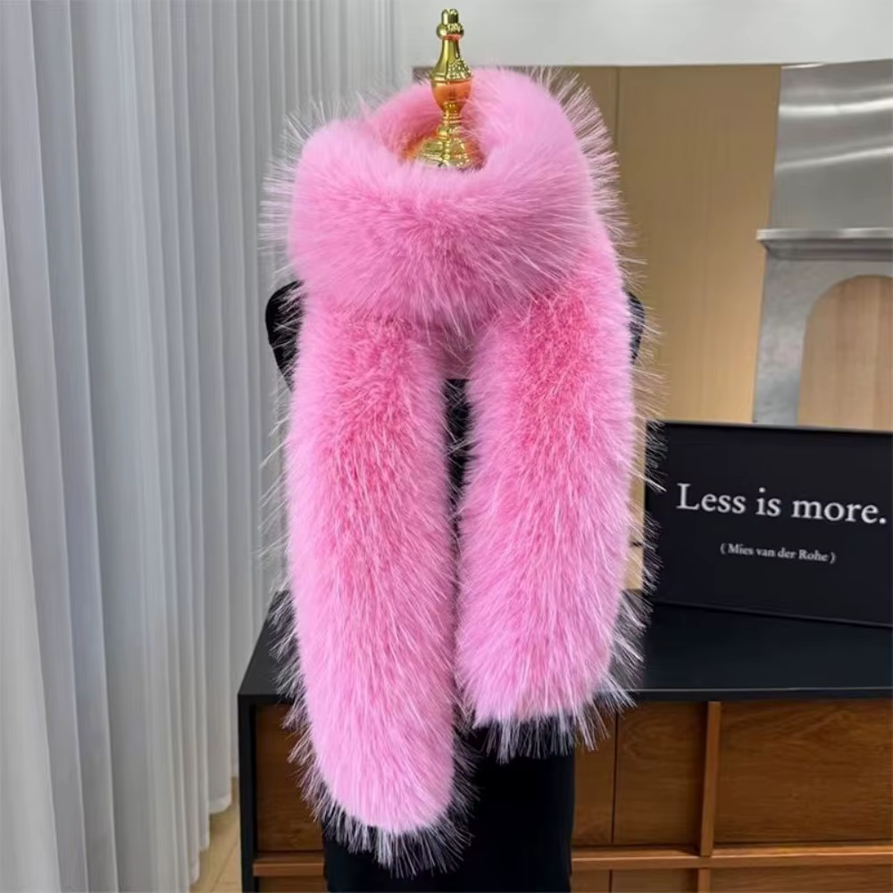 Écharpe longue en fausse fourrure pour femme