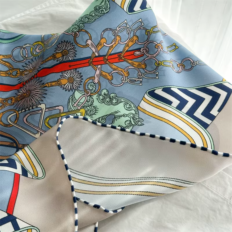 Foulard en soie sergé châles roulés à la main 90*90 cm foulards de mûrier manuels de créateur 100%