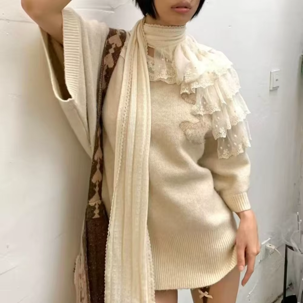 Écharpe en dentelle de Style Court Vintage pour femmes