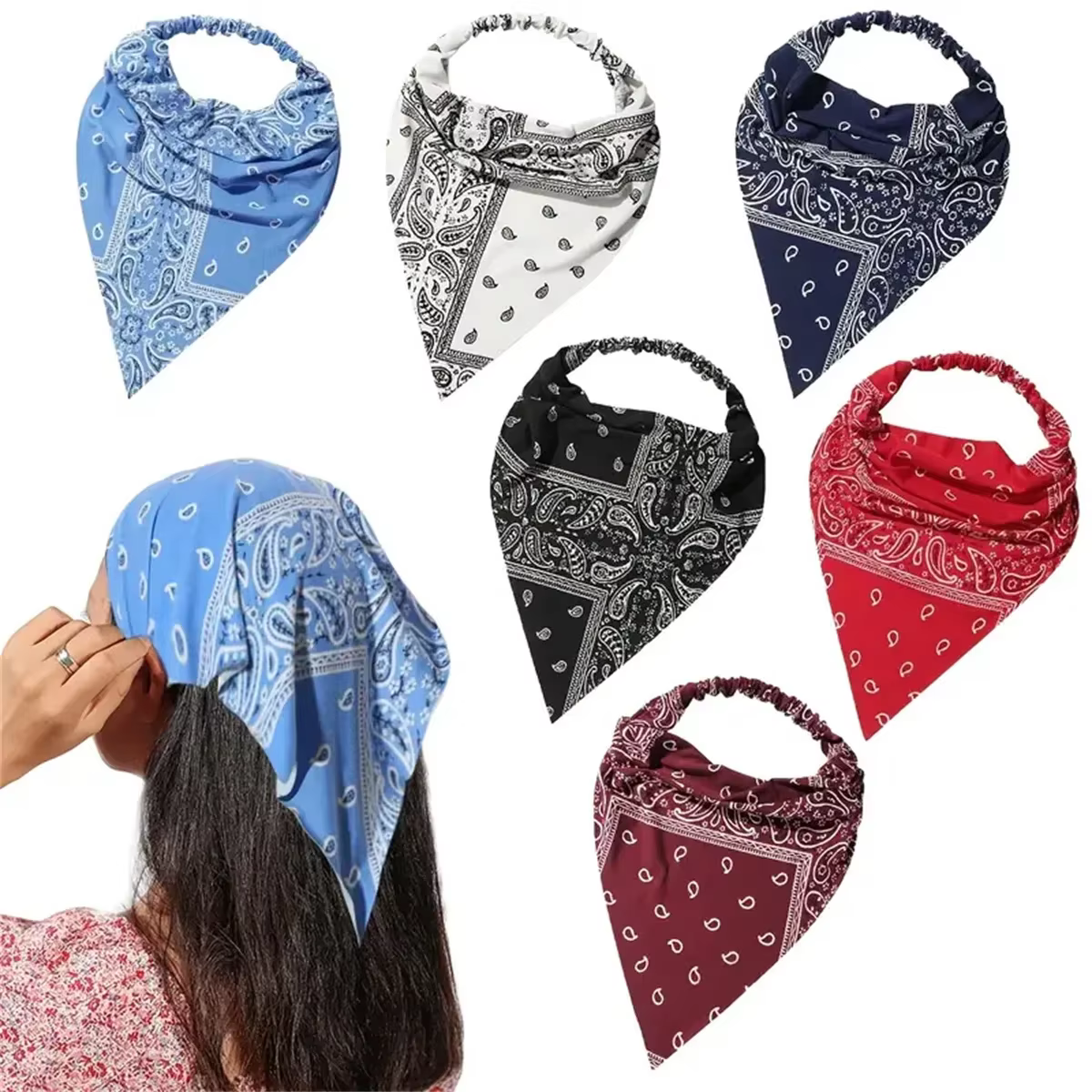 Une écharpe rétro net rouge nouveau bandeau tissu femmes triangle