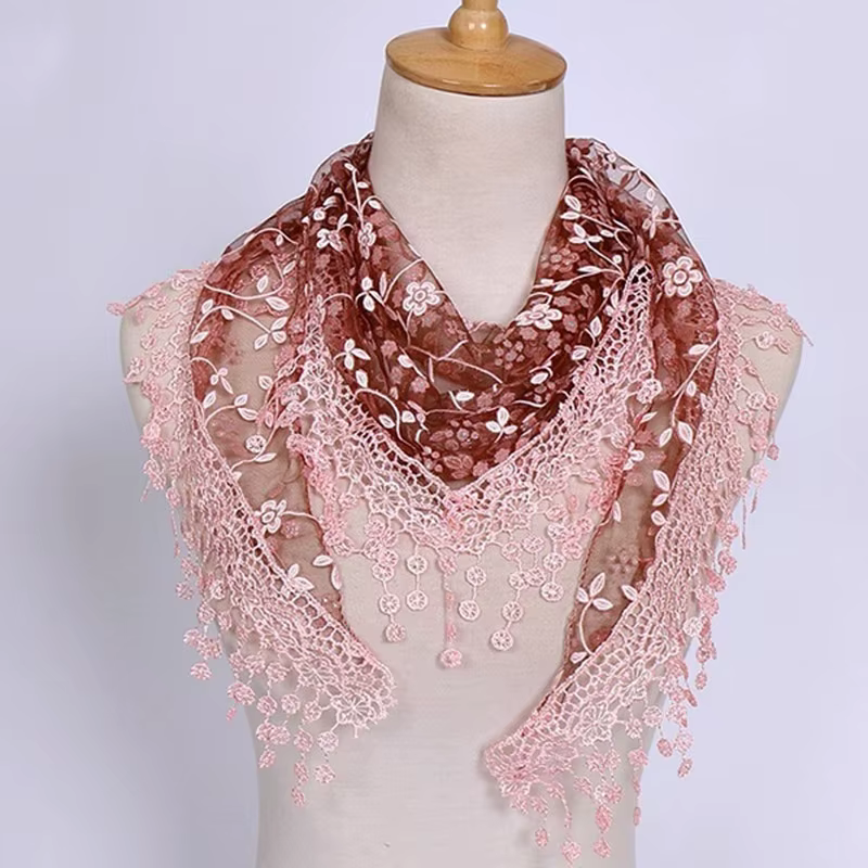 Écharpe Triangle en dentelle florale pour femme