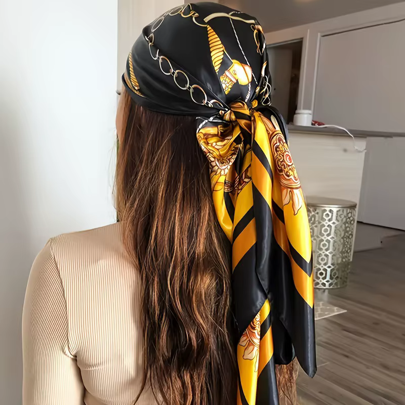 Nouveau Foulard Carré en Satin pour Femme