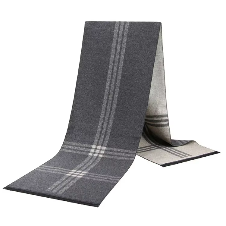 Écharpe à carreaux homme noir hiver chaud laine