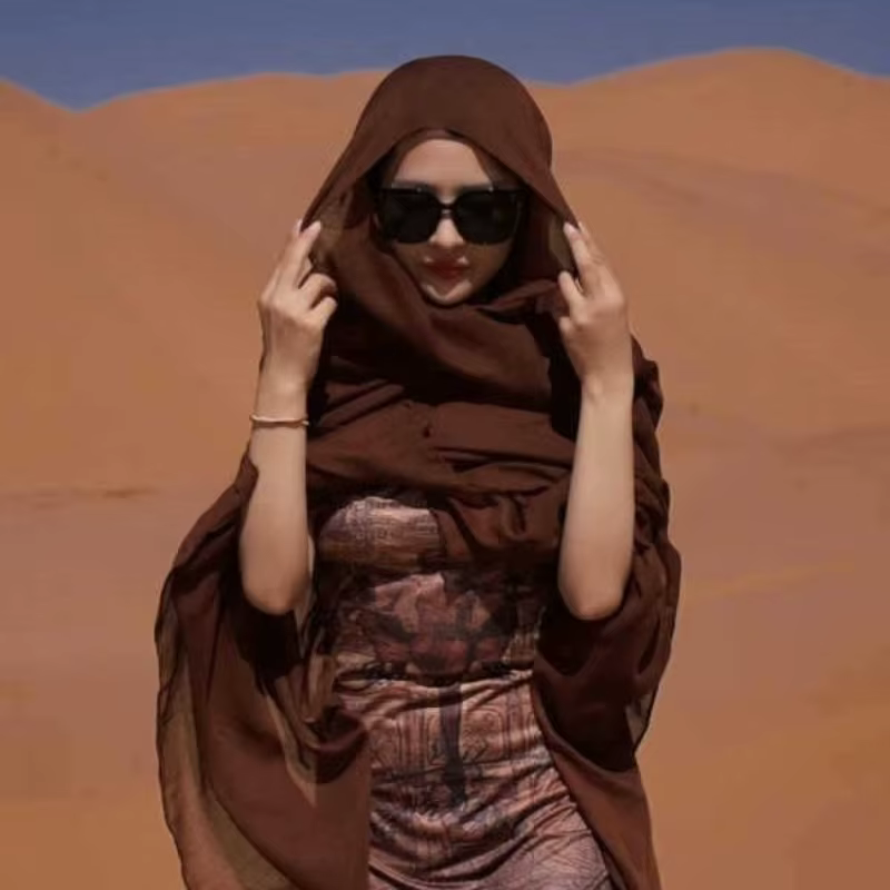 Écharpe en coton et lin Beige bohème léger polyvalent Protection solaire UV désert plage photographie châle femmes Wrap