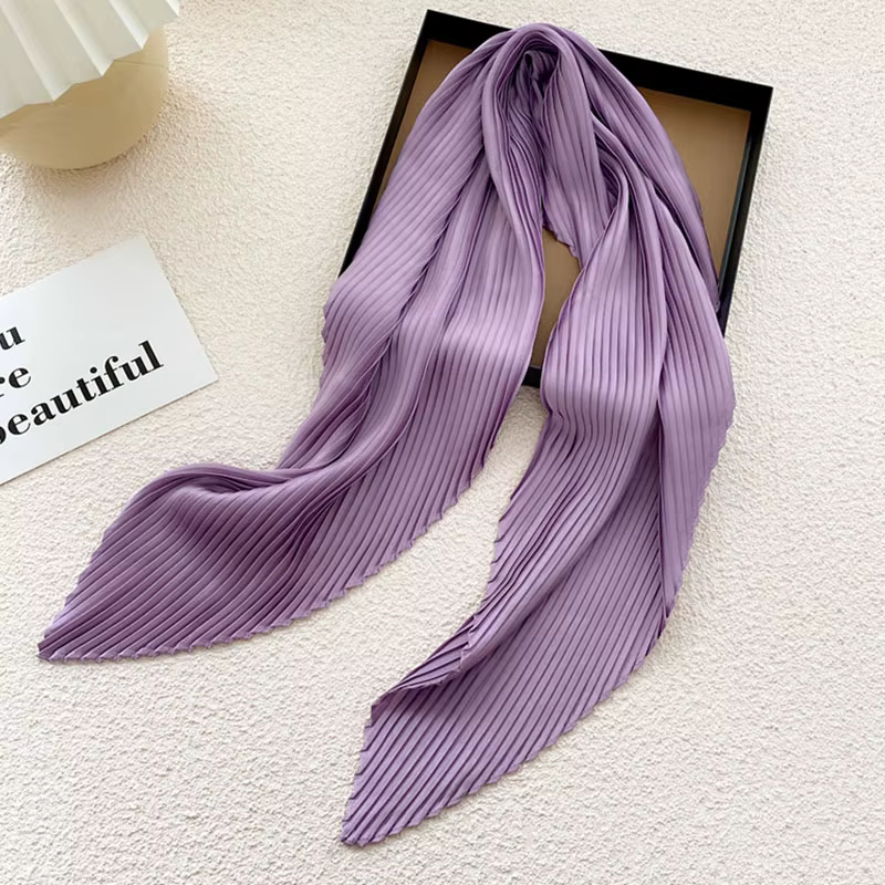 Femmes Foulard carré maigre ruban tête cou petit plissé cheveux cravate bande