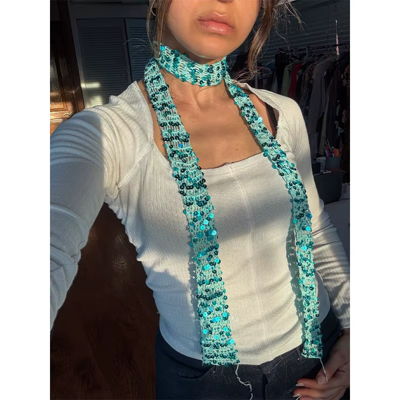 Écharpe pour femme à sequins brillants