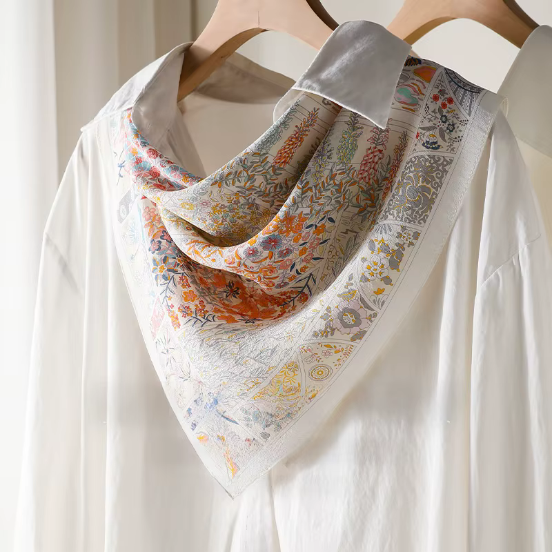 Écharpe en pure soie de mûrier à motif cachemire pour femme