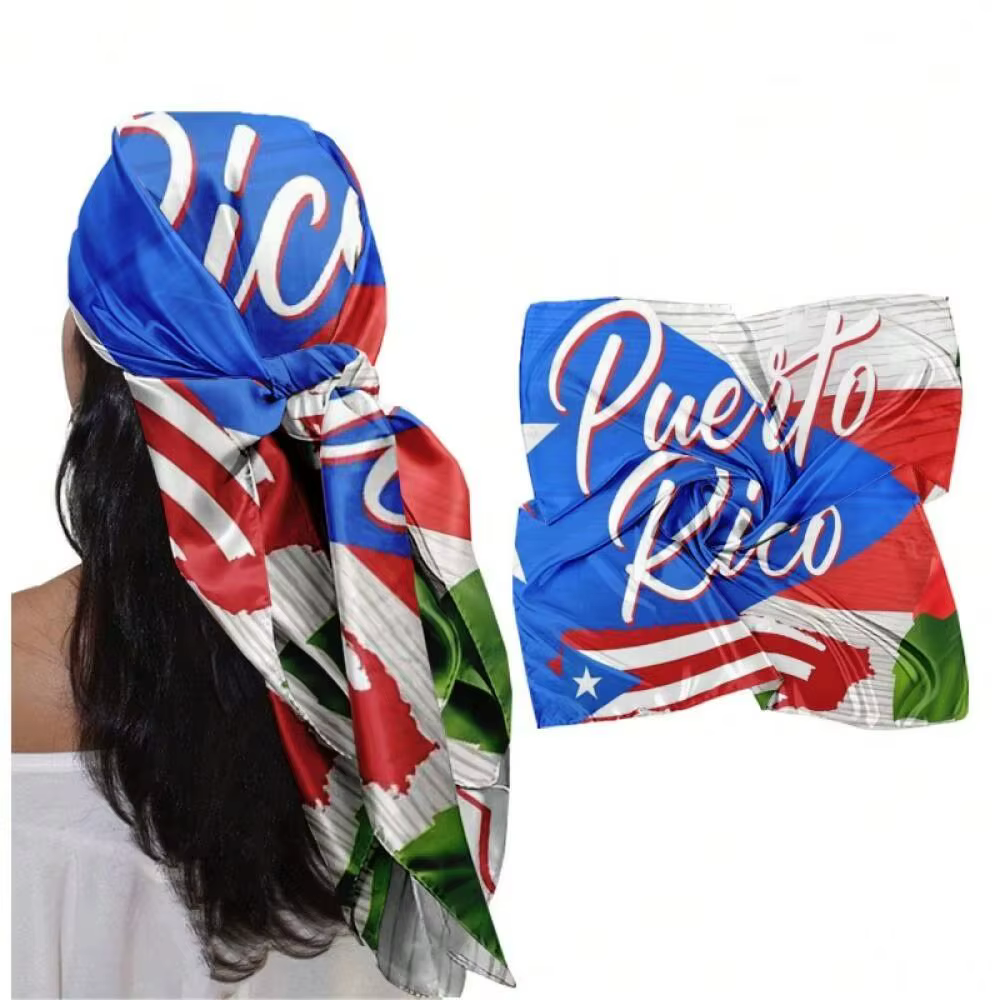 Foulard carré à motif drapeau de Porto Rico