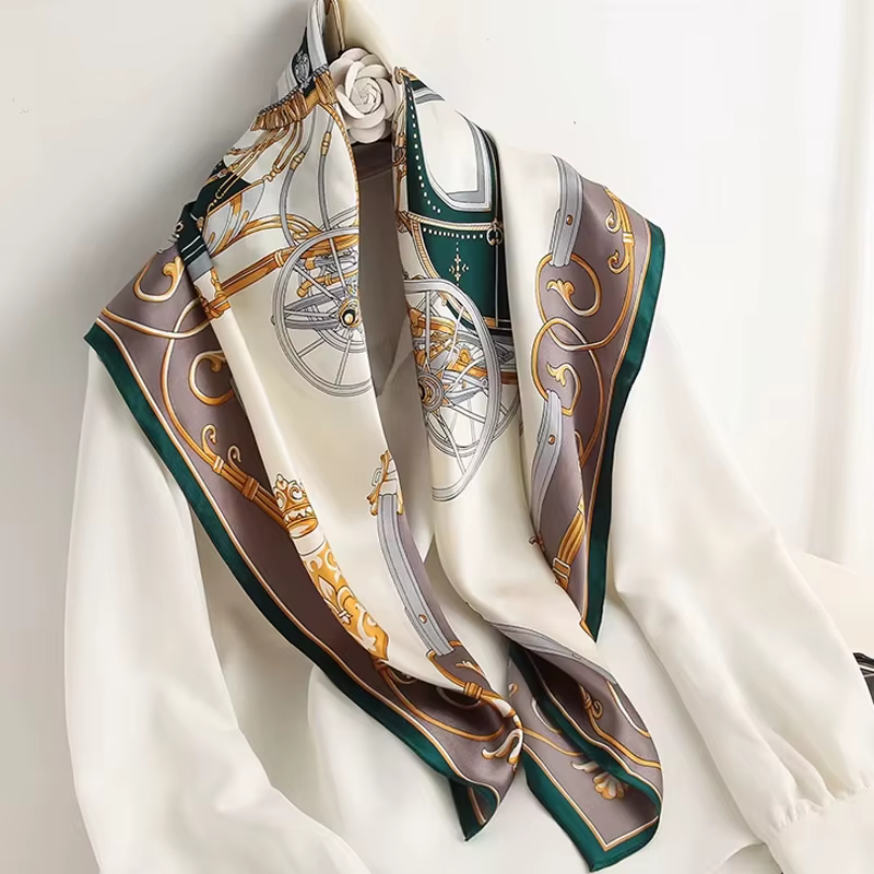 Foulard carré en soie pour femme 90x90cm