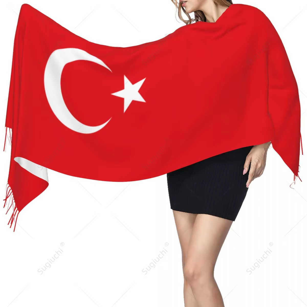 Turquie Turkiye drapeau turc écharpe Pashmina foulards chauds châle enveloppement Hijab printemps hiver multifonction unisexe