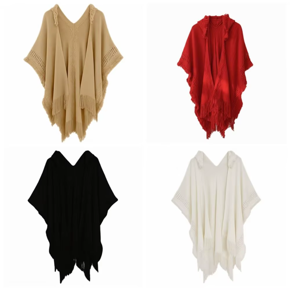 Chaud gland tricoté à capuche châle Crochet haut grandes écharpes femmes cape écharpe accessoires couleur unie Capes de soirée femme/femmes