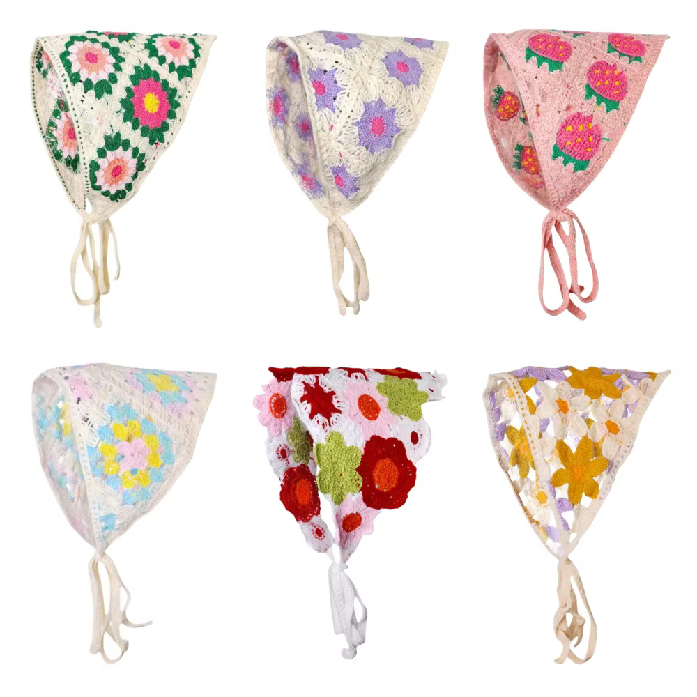 1 pièces foulard de cheveux pour femmes à la mode doux style rustique tricoté fleur