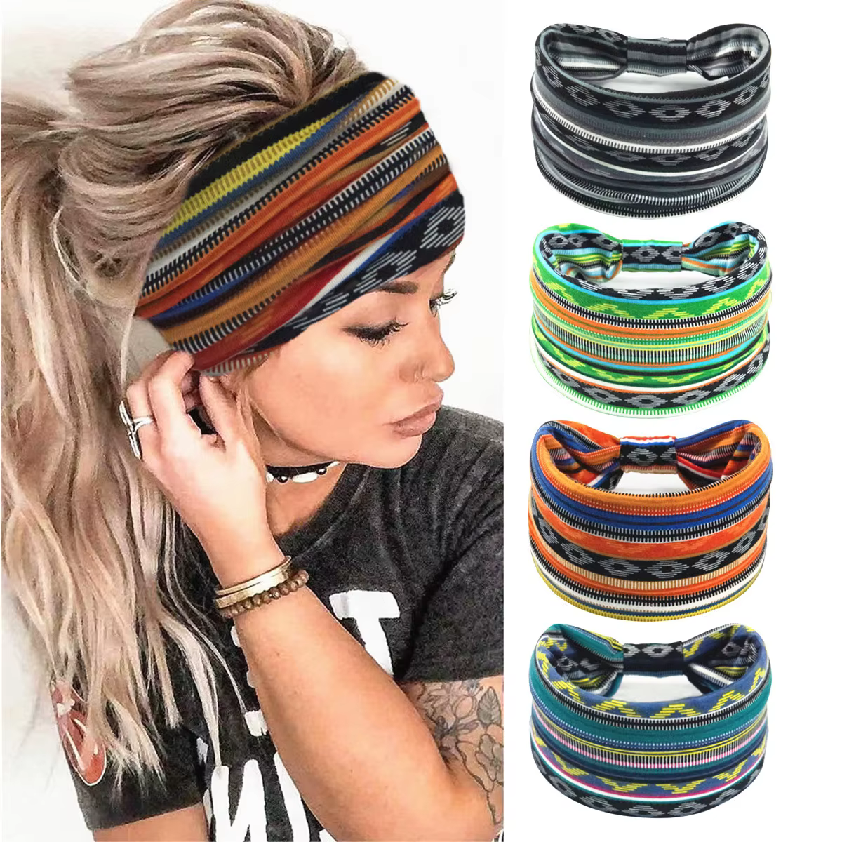 Foulard élastique de Style bohème pour femmes européennes et américaines