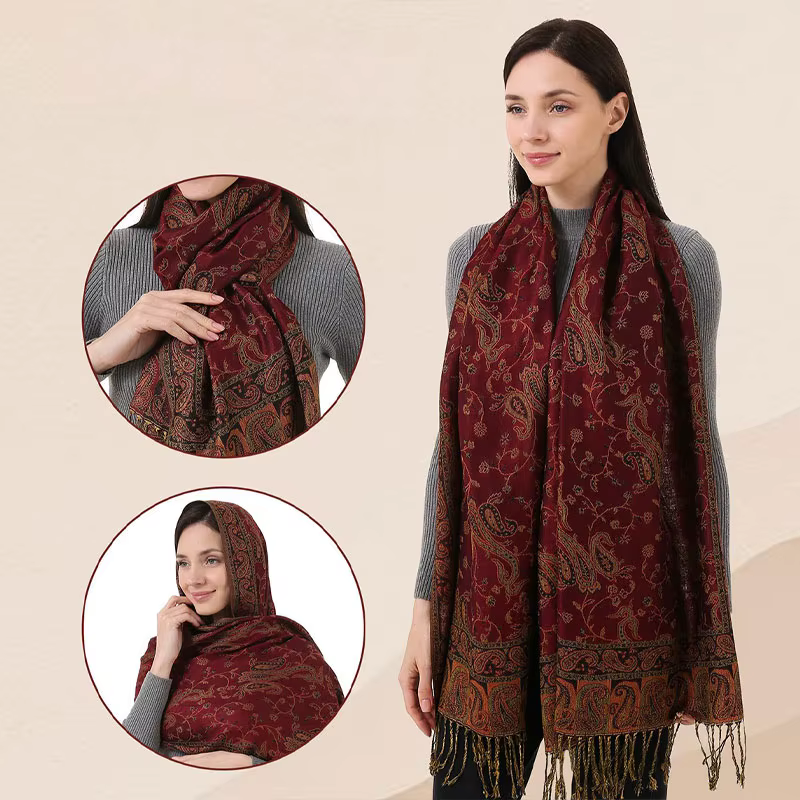 Nouvelle écharpe en imitation cachemire à franges jacquard - luxueuse et haut de gamme