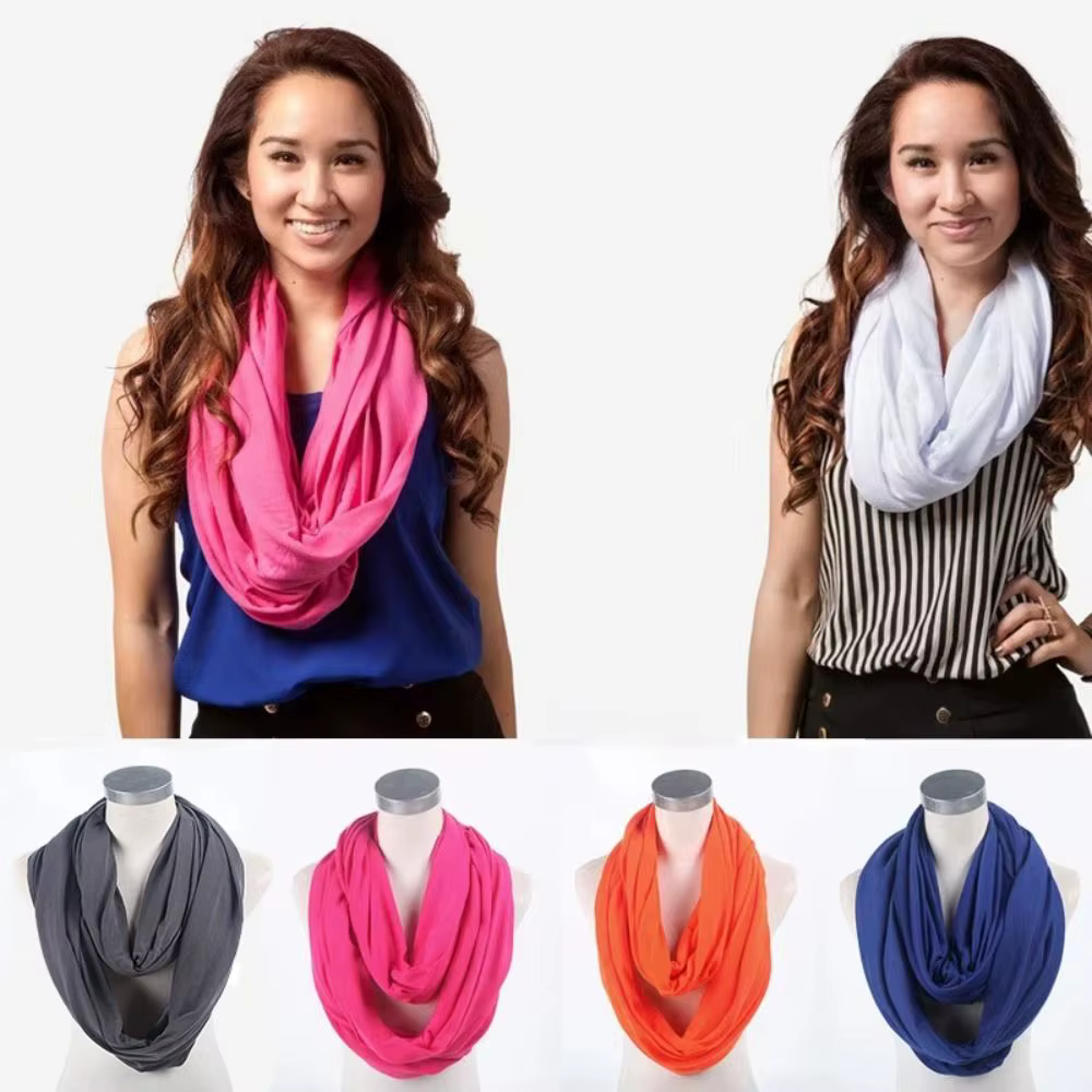 Nouveau foulard infini uni en mélange de coton léger
