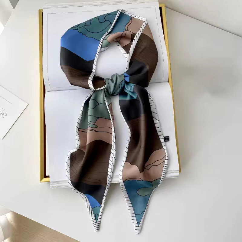 Nouveau Foulard Long en Soie pour Femme