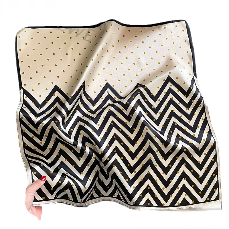 100% foulard de tête en soie naturelle femmes luxe Chevron rayé foulards de cou dames concepteur bandeau carré