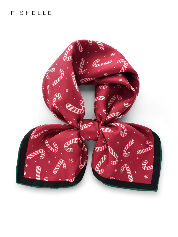 Foulard en sergé de soie rouge pour femmes et enfants