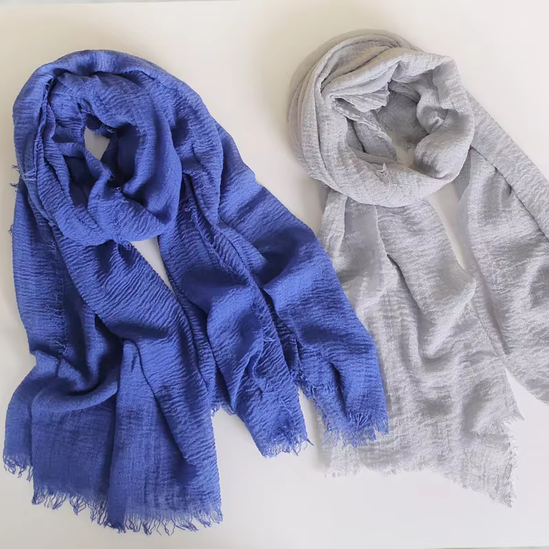Écharpe longue en coton et lin pour femmes et filles