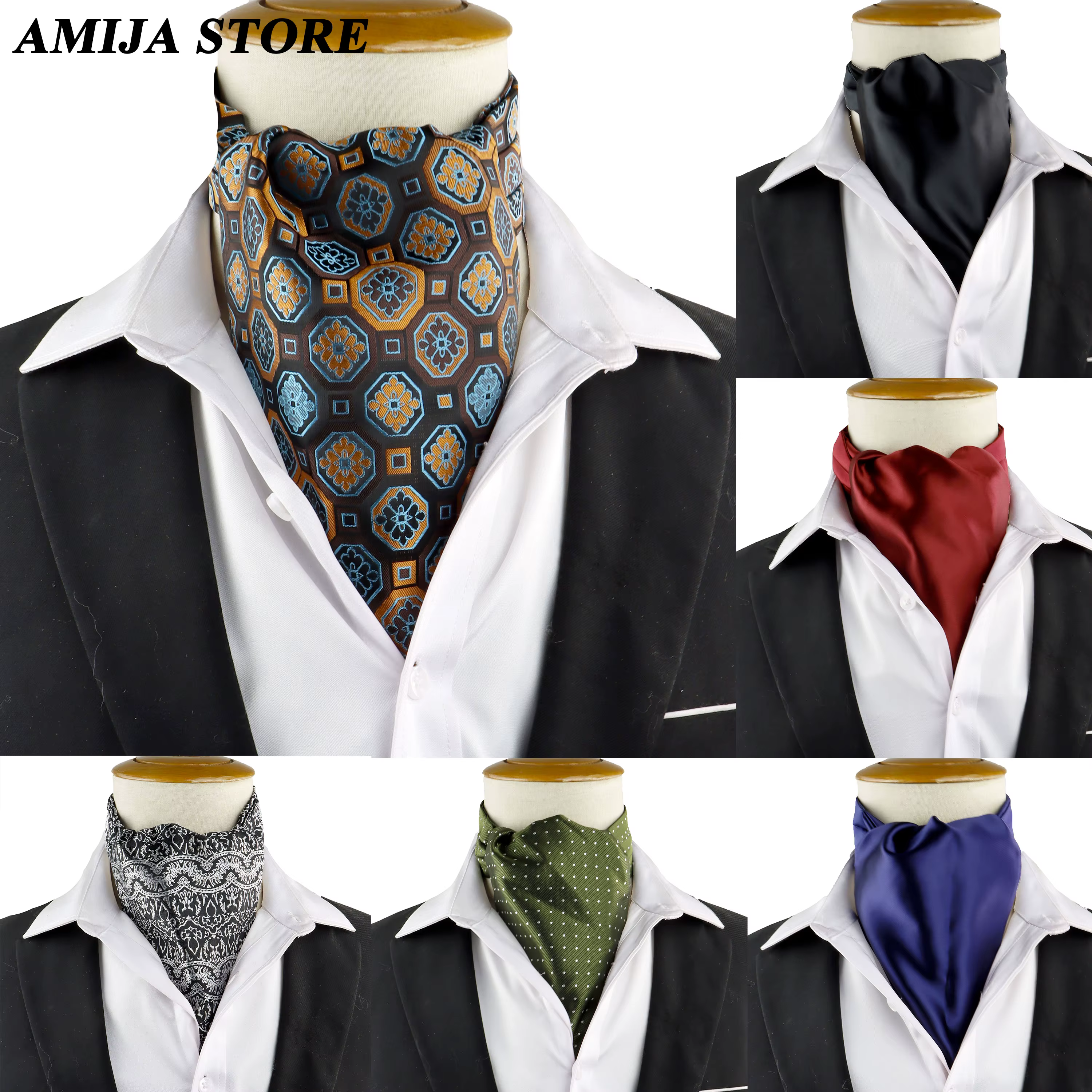 Nouvelle mode hommes Ascot cravate Paisley Floral Vintage ceinture