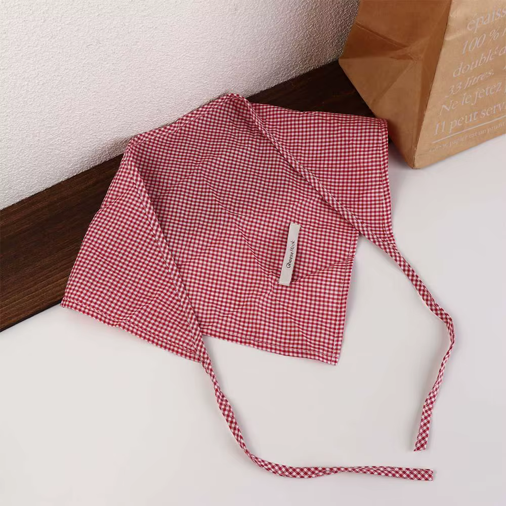 Foulard Cheveux Rouge Vintage Style Bohème Bandana Bleu Pastoral Triangle Bandeau