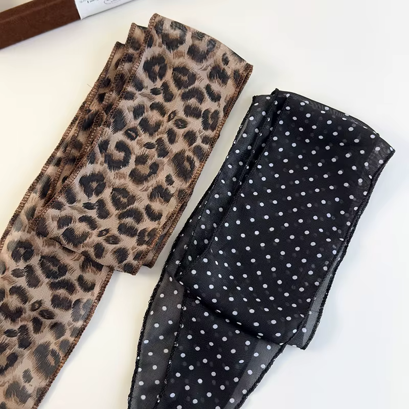 K-Style Animal imprimé à pois écharpe ceinture Boho bandeau de cheveux TikTok viral printemps été Satin accessoires