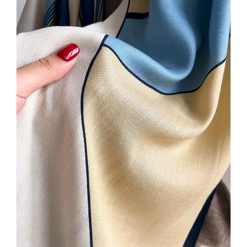 Marque de luxe écharpe laine coton châle dame Wrap grand Pashmina Hijab bandeau foulards automne hiver Bufanda Foulard plage étoles
