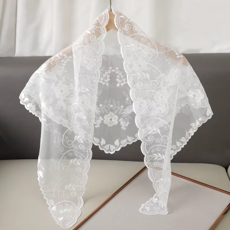 Femmes gland Wrap châle fleur dentelle foulards dame mode mariage