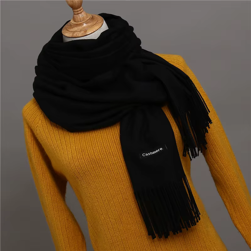 Écharpe en cachemire de couleur unie pour hommes hiver Pashmina foulard chaud marine noir gris foulards d'affaires