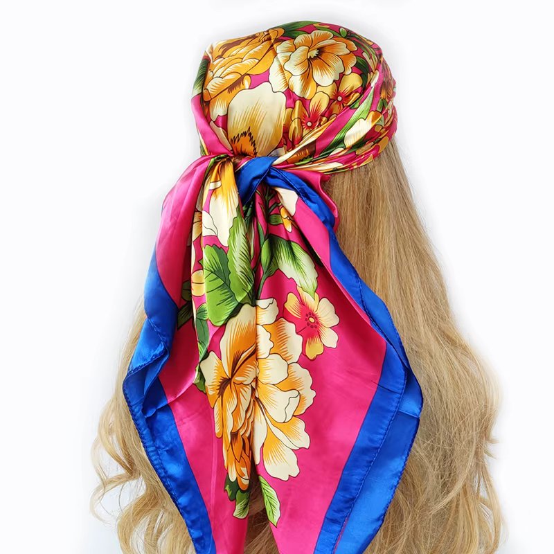 Foulard carré mode soie Satin imprimé petite tête cou écharpe femmes