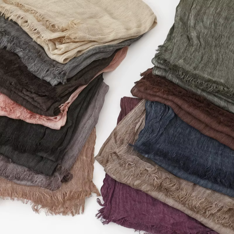 Mode coton lin écharpe froissé conception Hijab moyen-orient