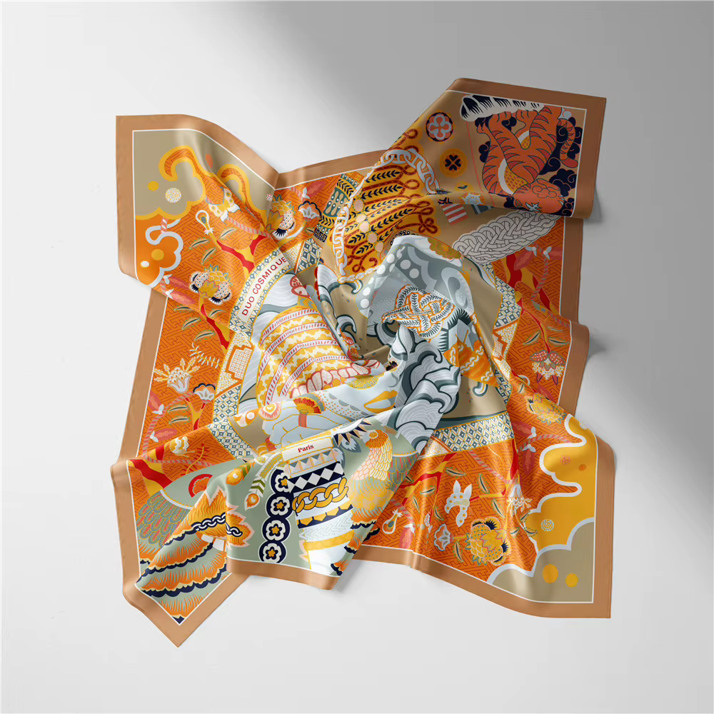 Petit Foulard Carré à Motif Coloré pour Femme