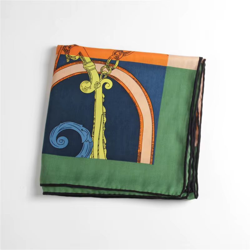 POBING foulard en cachemire de soie femmes roulé à la main ceinture de selle imprimer foulards carrés enveloppes