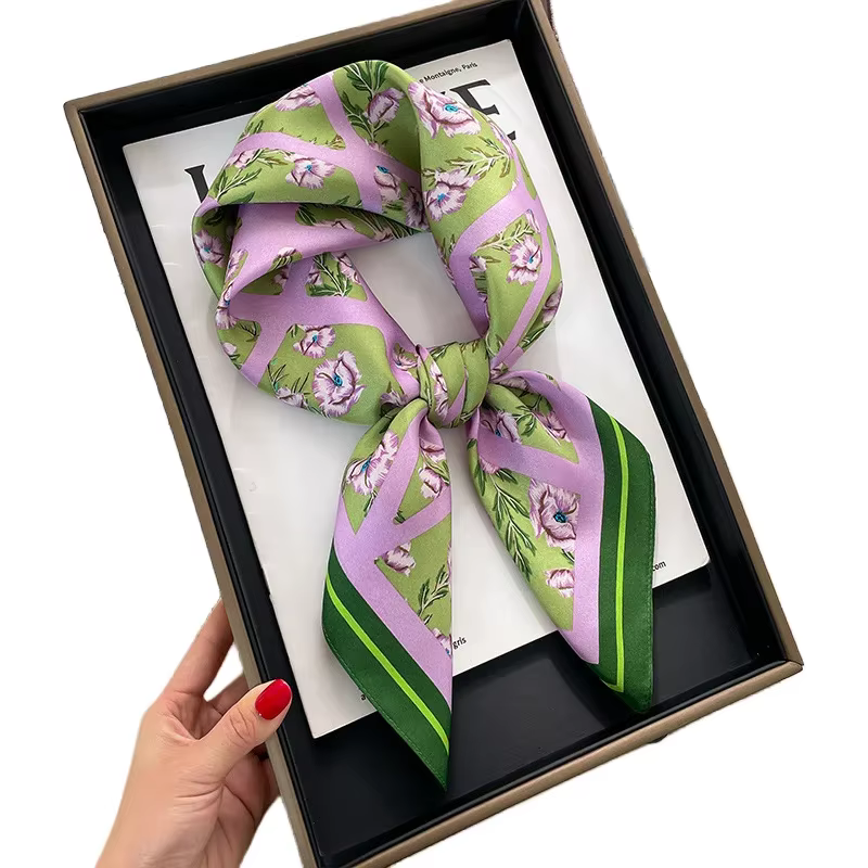 Interrupteur Foulard Carré à Imprimé Floral Violet pour Femme