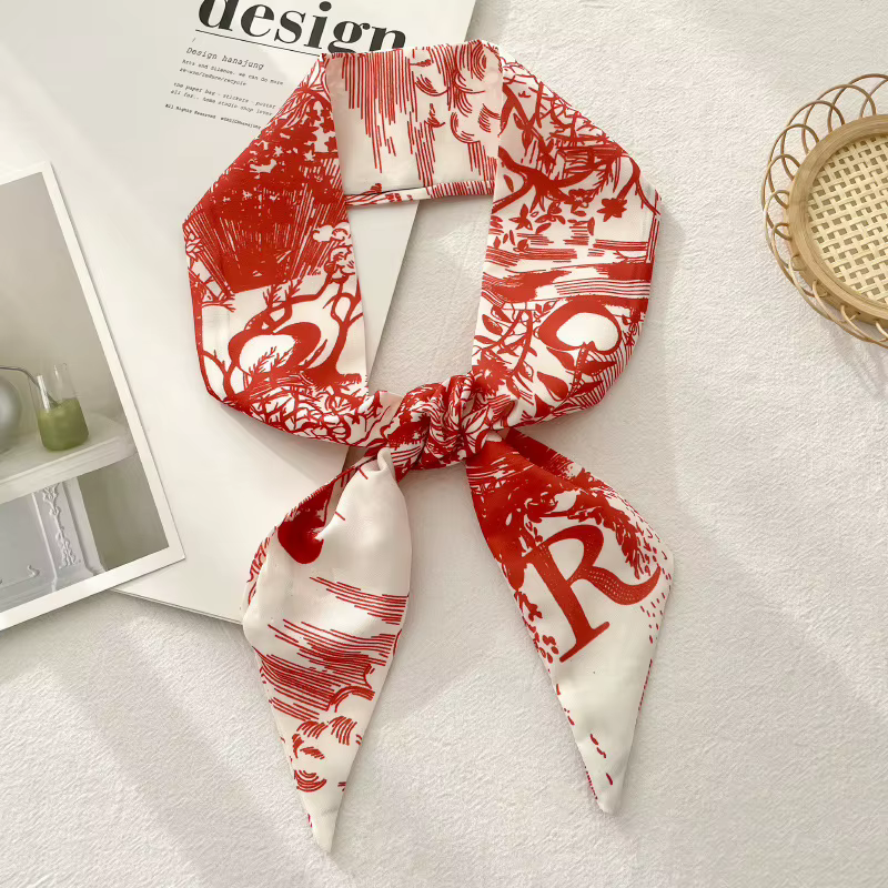 Écharpe longue et fine à motifs alphabétiques pour femme