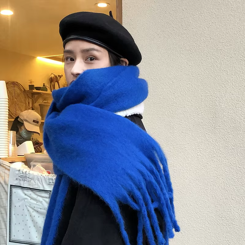 Femmes épais châle enveloppes écharpe hiver chaud mode couleur unie Pashmina foulards Long gland Hijab étoles Bufanda Mujer