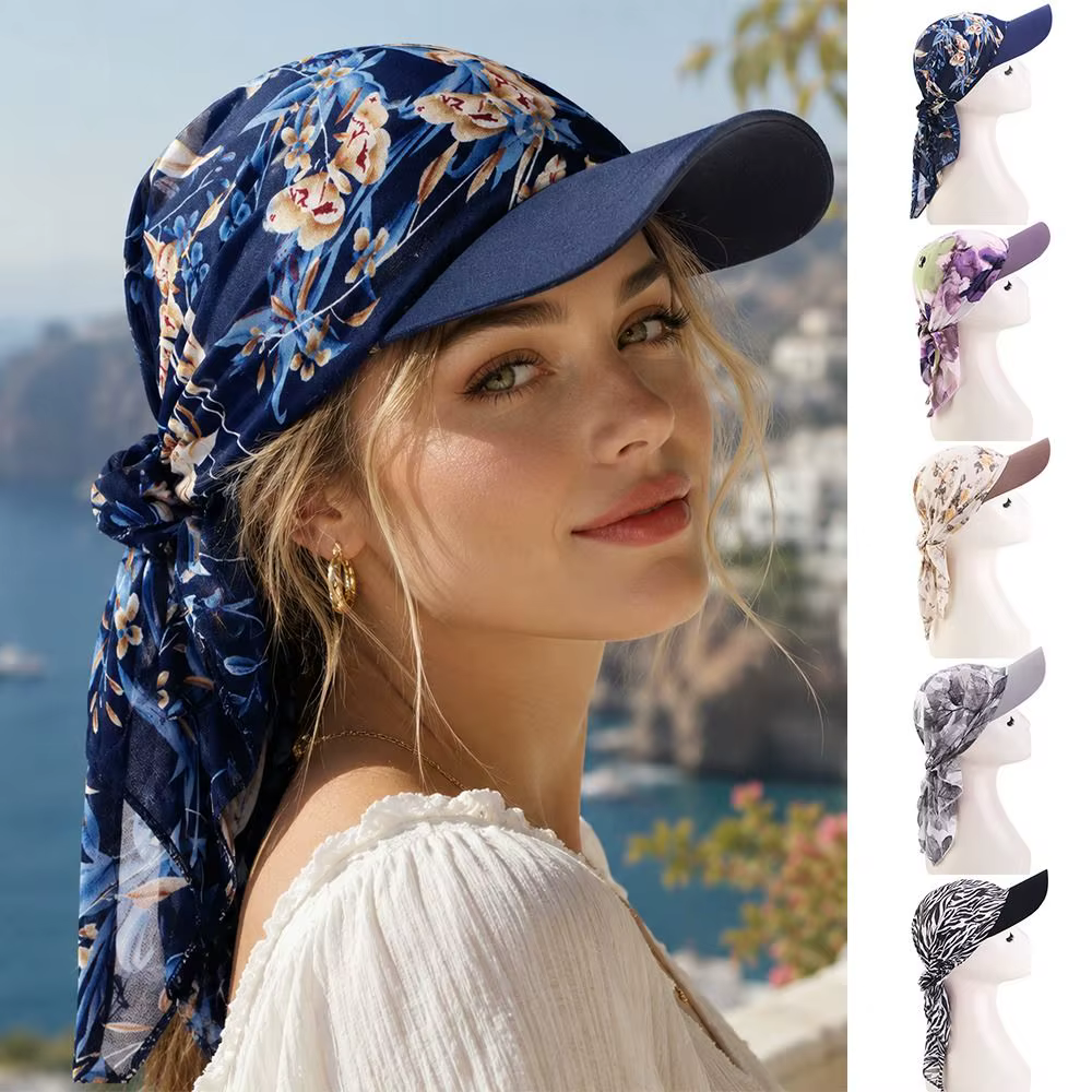 Casquette de baseball légère en mousseline de soie avec foulard intégré