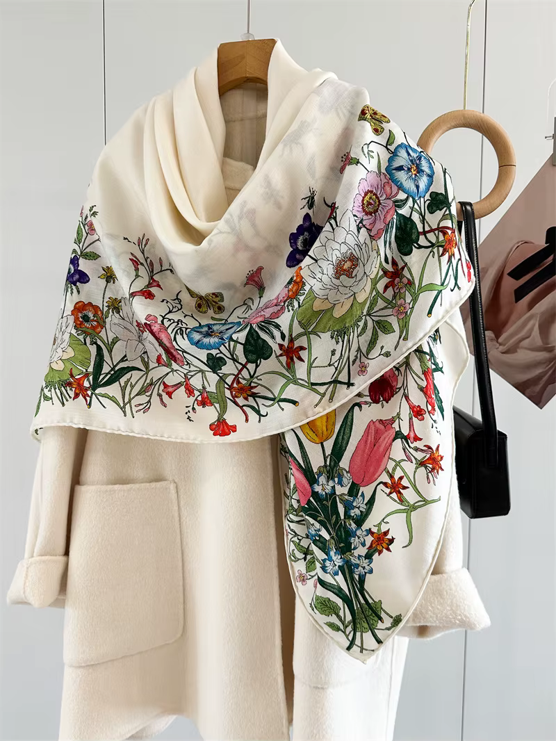 Foulard en mélange de laine de soie pour femmes