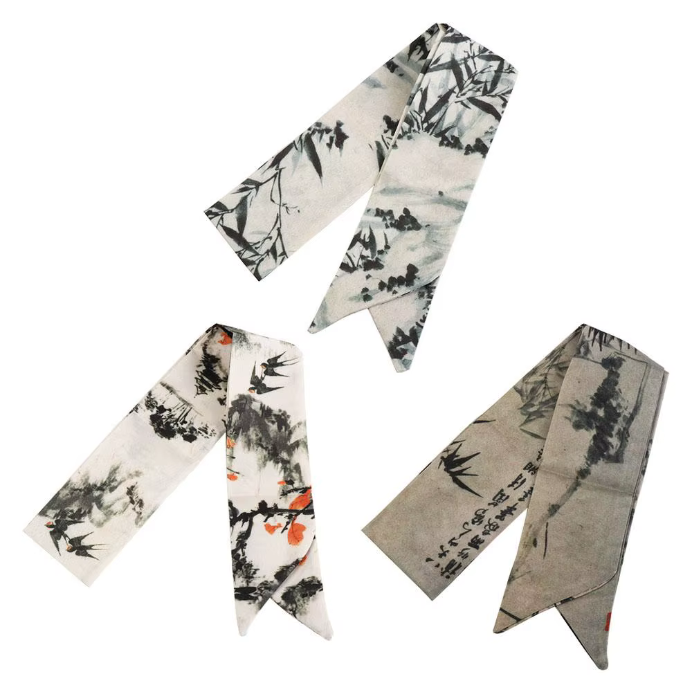 Élégant longue peinture à l'encre foulard en soie Style minimaliste
