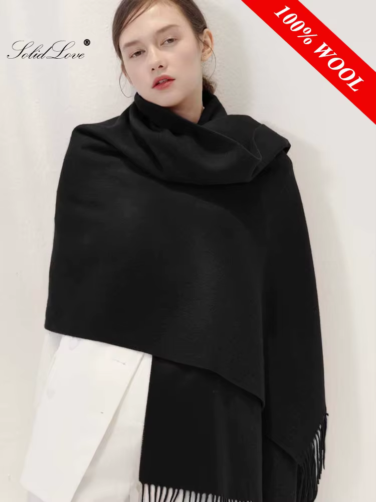 100% laine écharpe femmes épais cachemire hiver cicatrices châles mode femme Pashmina foulards surdimensionné garder au chaud chaînes 300g