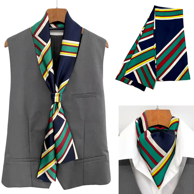 Écharpe pour hommes printemps été costume col de chemise superposition longue rétro mode cou