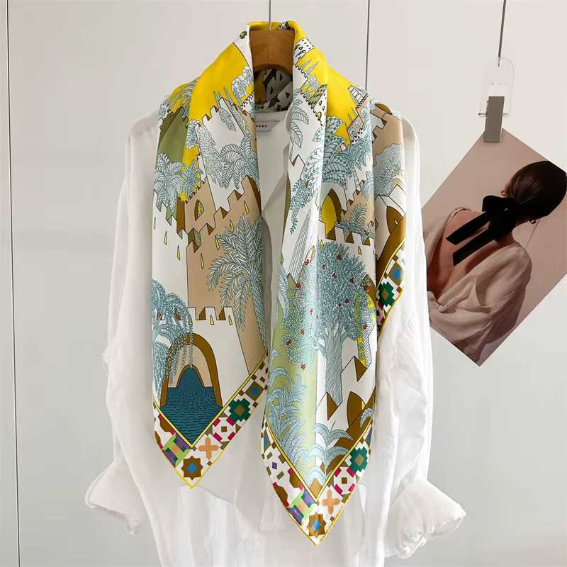 Foulard carré en soie 90CM de luxe