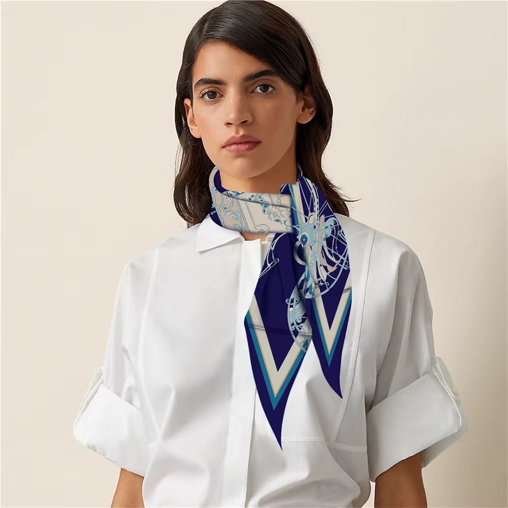 Diamant écharpe chariot impression marque foulards en soie enveloppes femmes luxe Bandana bandeau dame Hijabs