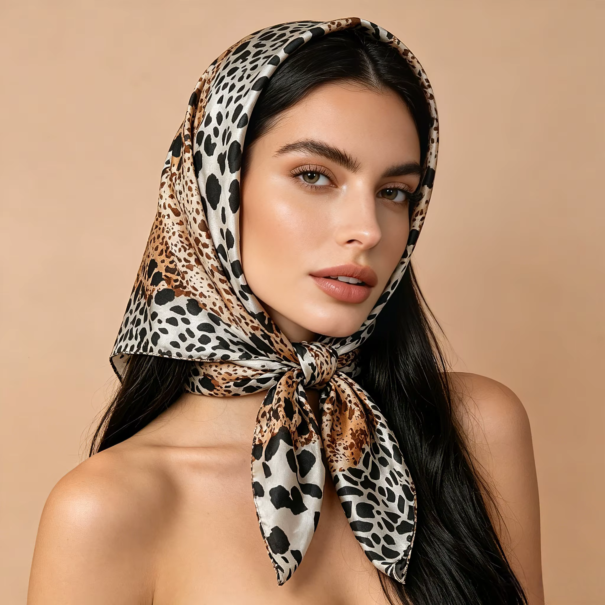 Nouveau Foulard Carré Imprimé Léopard 2026 pour Femme