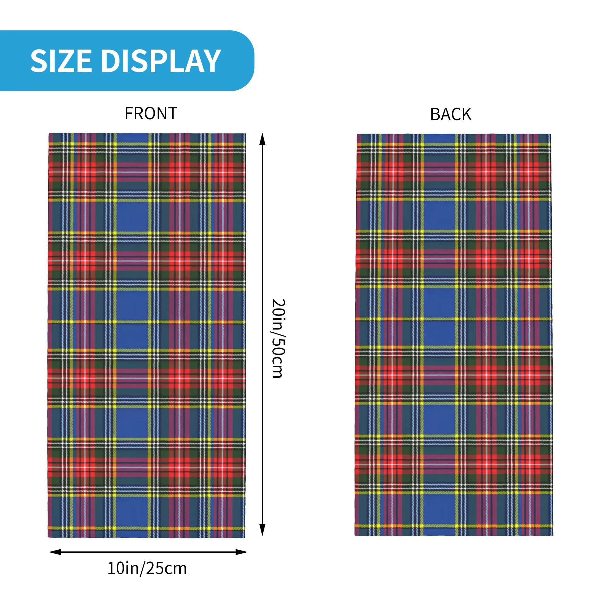 Personnalisé Royal Tartan Plaid hiver bandeau cou plus chaud hommes femmes randonnée Camping Tube écharpe rayures visage Bandana guêtre