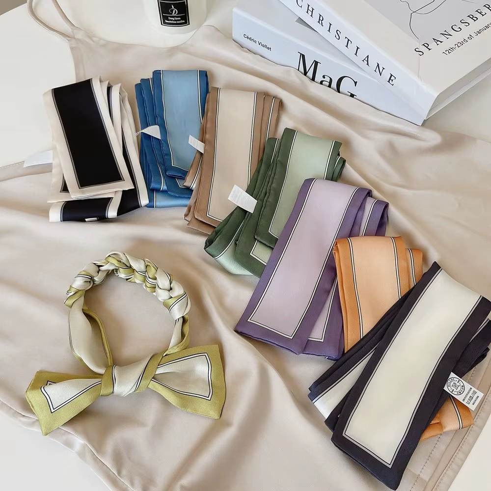 Style rétro femme châle français cravate foulard rayure impression