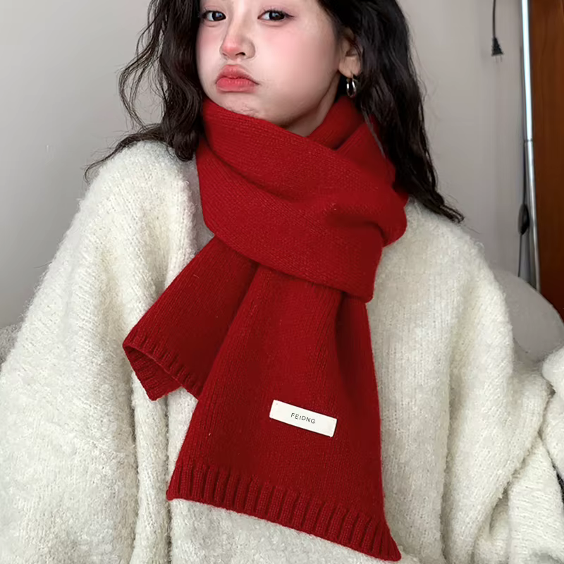 [BOLD] 2025 automne et hiver nouvelle Version coréenne Ing Style couleur unie écharpe étudiant chaud tricoté polyvalent