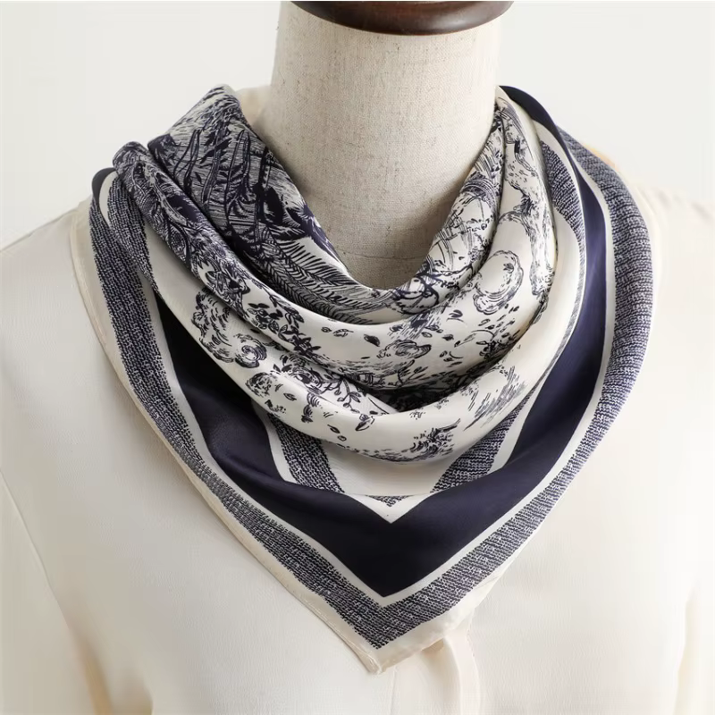 1 pièce Foulard carré 70 cm imprimé végétal pour femme